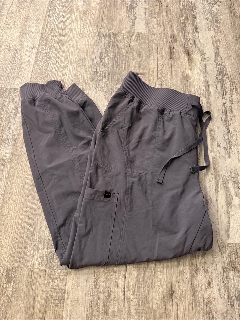 Elastic-Waist Gray Drawstring Pants